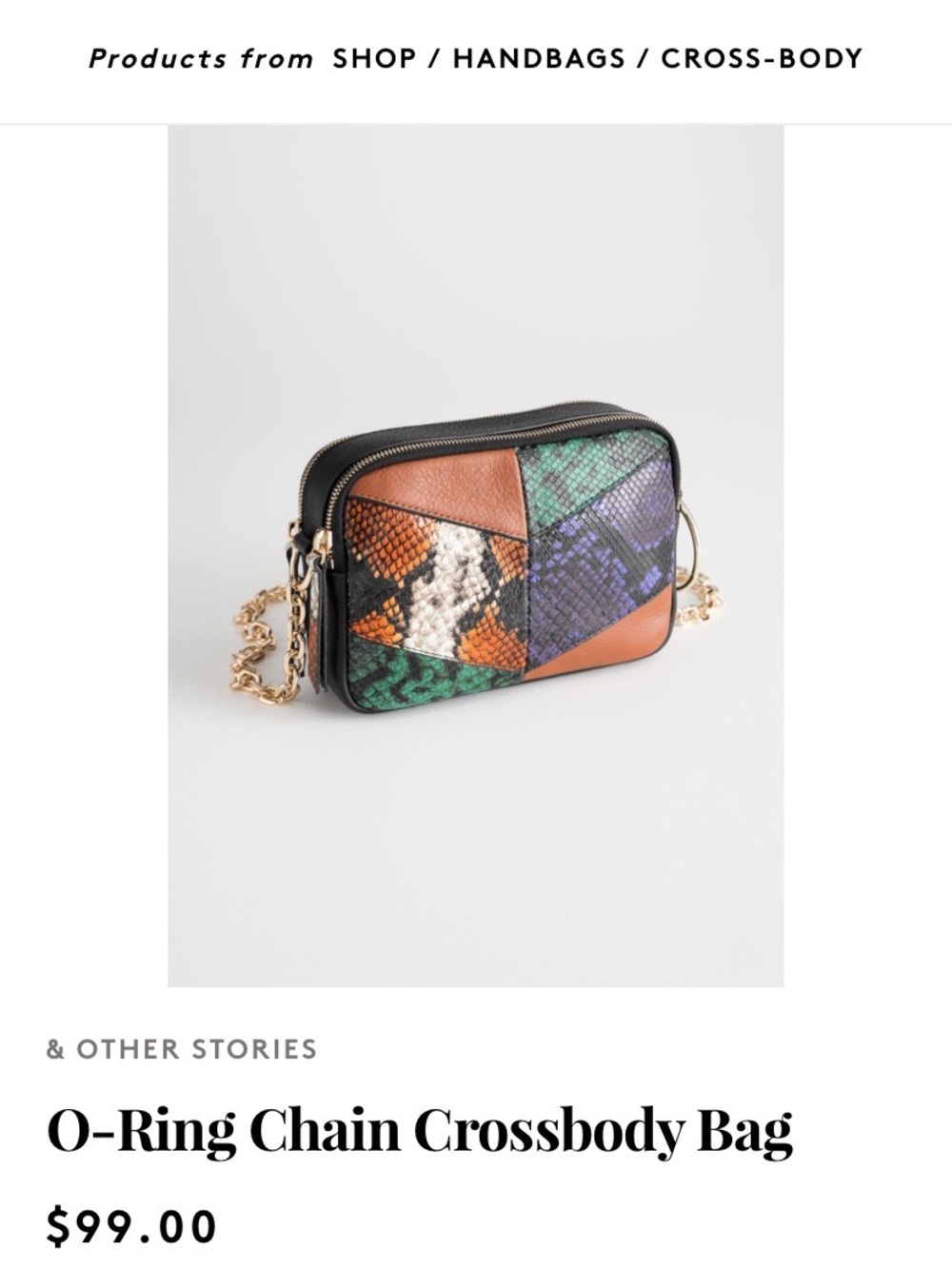 & Other Stories Chain Crossbody Bag in Multicolor Patchwork